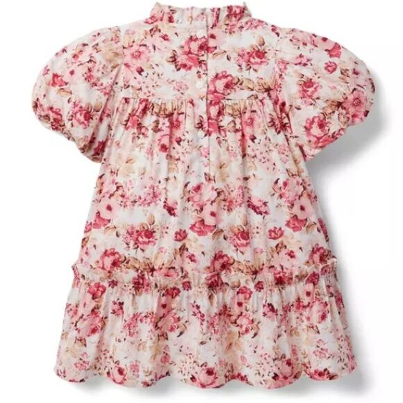 Janie and Jack Girls The Olivia Floral Smocked Short Sleeve Dress. 12-18 Months - Picture 5 of 11